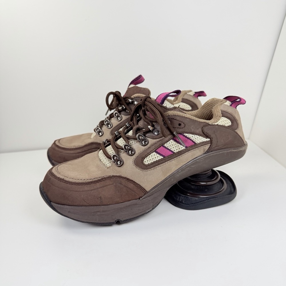 Z-Coil Brown Suede & Mesh Hiking/Walking Shoe W/Heel Spring Shock Absorbing Sz 8